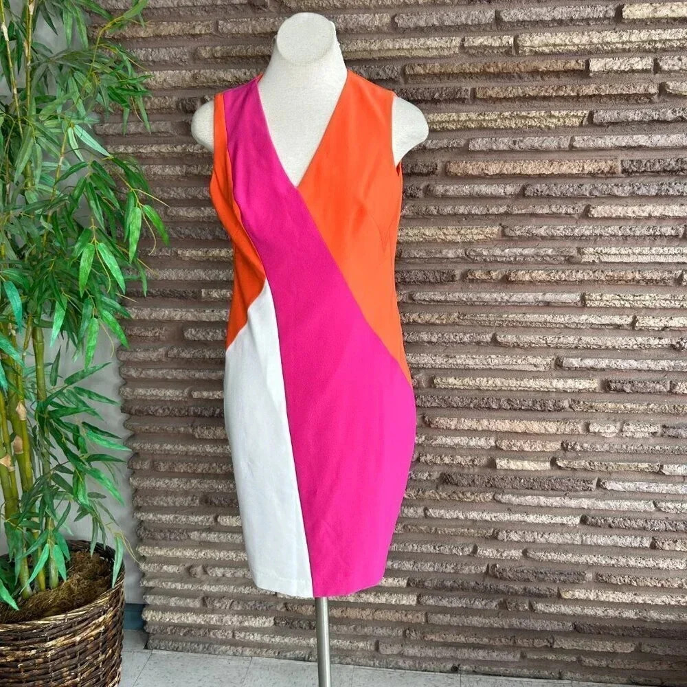 Anne Klein Colorblock Sleeve Sheath Dress Size 10 - Picture 7 of 7